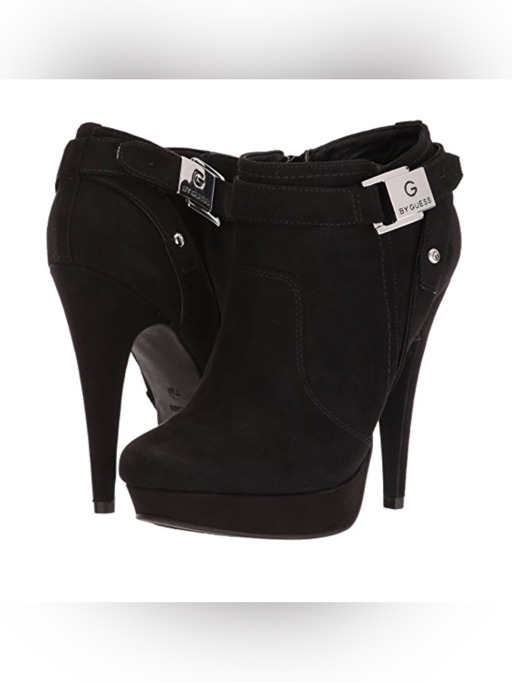 G by GUESS Women's Faux Suede Black Bootie 5.25 Inch Heels Size 10